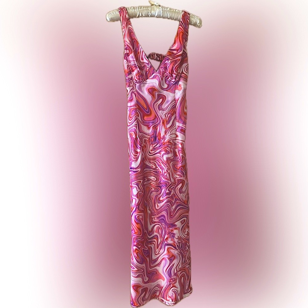 Princess Polly Pink Sleeveless V-Neck Midi Dress - Sz 4/Small